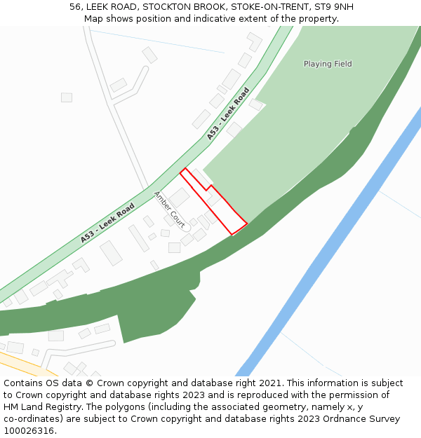 56, LEEK ROAD, STOCKTON BROOK, STOKE-ON-TRENT, ST9 9NH: Location map and indicative extent of plot