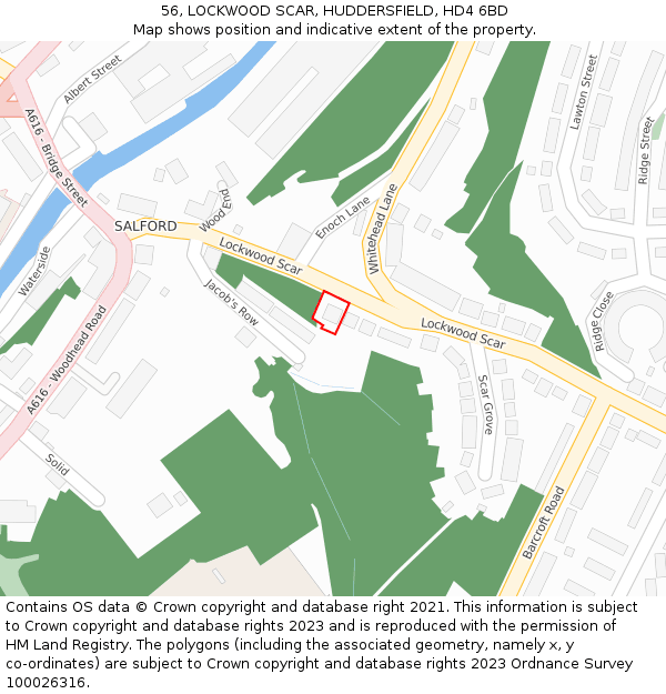 56, LOCKWOOD SCAR, HUDDERSFIELD, HD4 6BD: Location map and indicative extent of plot