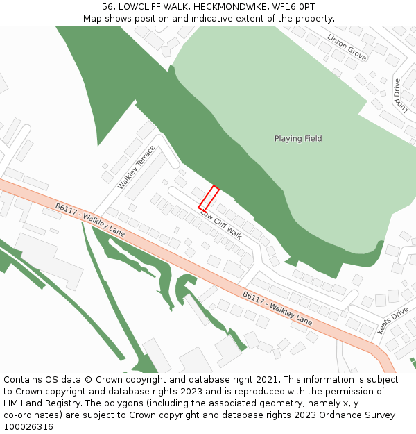 56, LOWCLIFF WALK, HECKMONDWIKE, WF16 0PT: Location map and indicative extent of plot