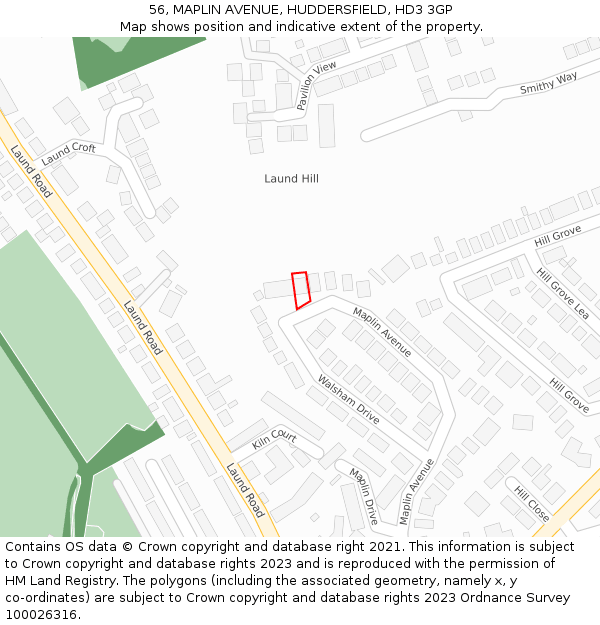 56, MAPLIN AVENUE, HUDDERSFIELD, HD3 3GP: Location map and indicative extent of plot