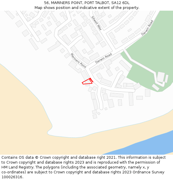 56, MARINERS POINT, PORT TALBOT, SA12 6DL: Location map and indicative extent of plot