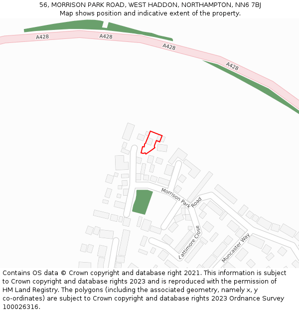 56, MORRISON PARK ROAD, WEST HADDON, NORTHAMPTON, NN6 7BJ: Location map and indicative extent of plot