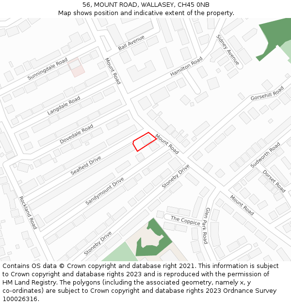 56, MOUNT ROAD, WALLASEY, CH45 0NB: Location map and indicative extent of plot