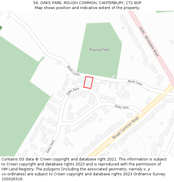 56, OAKS PARK, ROUGH COMMON, CANTERBURY, CT2 9DP: Location map and indicative extent of plot