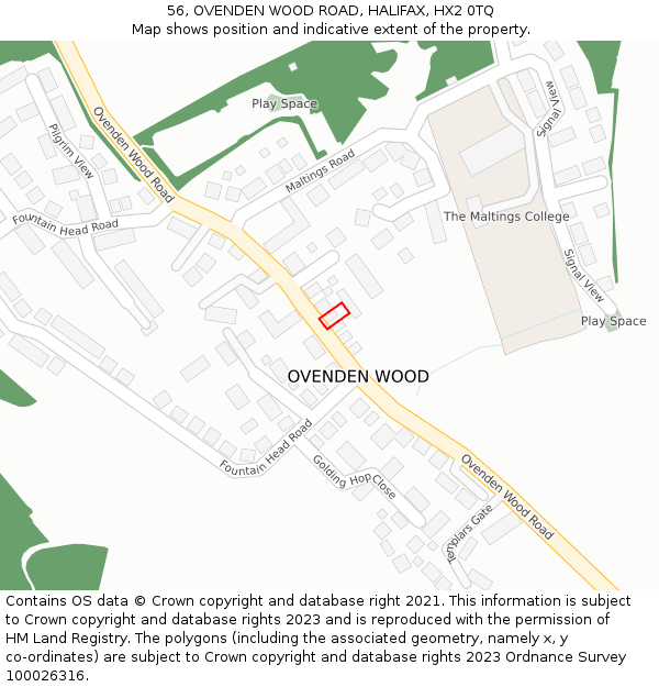 56, OVENDEN WOOD ROAD, HALIFAX, HX2 0TQ: Location map and indicative extent of plot