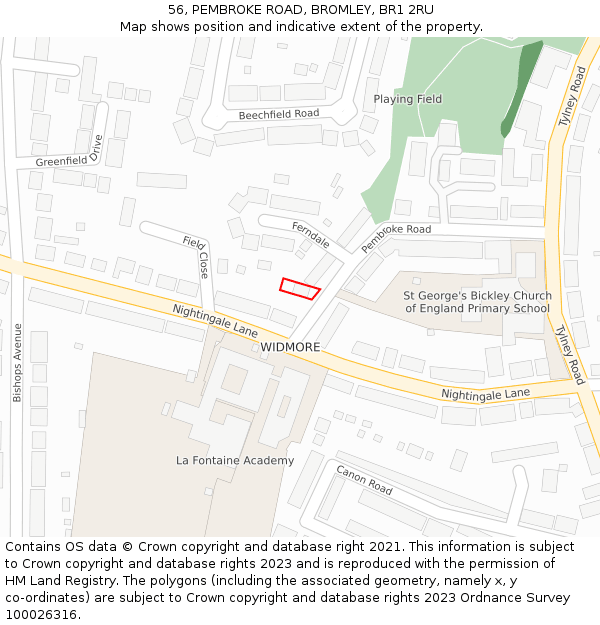 56, PEMBROKE ROAD, BROMLEY, BR1 2RU: Location map and indicative extent of plot