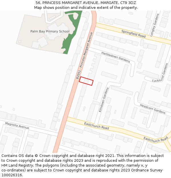 56, PRINCESS MARGARET AVENUE, MARGATE, CT9 3DZ: Location map and indicative extent of plot