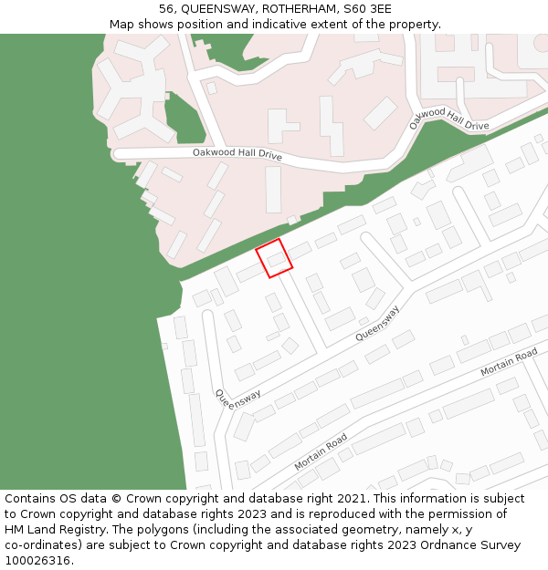 56, QUEENSWAY, ROTHERHAM, S60 3EE: Location map and indicative extent of plot