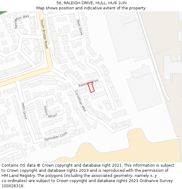 56, RALEIGH DRIVE, HULL, HU9 1UN: Location map and indicative extent of plot