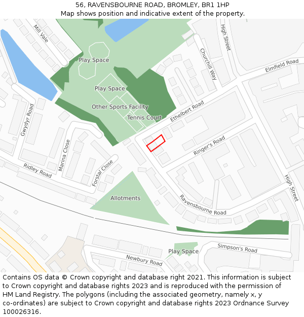 56, RAVENSBOURNE ROAD, BROMLEY, BR1 1HP: Location map and indicative extent of plot