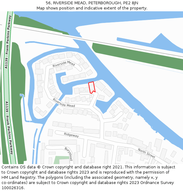 56, RIVERSIDE MEAD, PETERBOROUGH, PE2 8JN: Location map and indicative extent of plot
