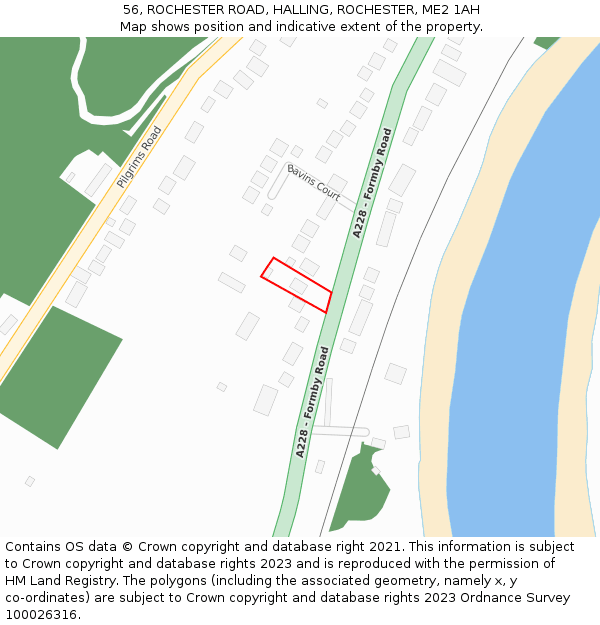56, ROCHESTER ROAD, HALLING, ROCHESTER, ME2 1AH: Location map and indicative extent of plot