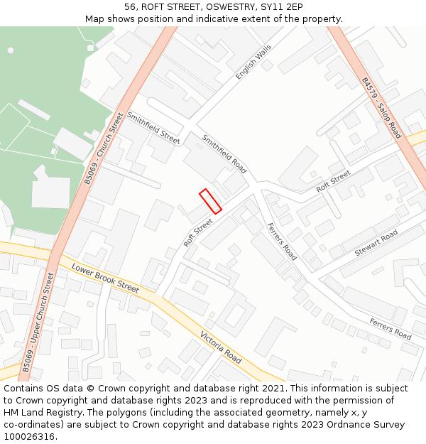 56, ROFT STREET, OSWESTRY, SY11 2EP: Location map and indicative extent of plot