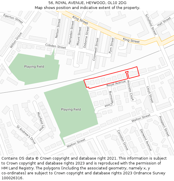 56, ROYAL AVENUE, HEYWOOD, OL10 2DG: Location map and indicative extent of plot