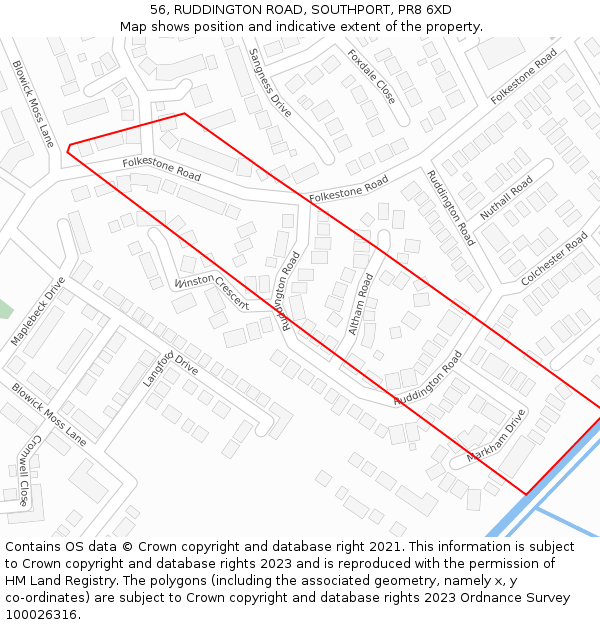 56, RUDDINGTON ROAD, SOUTHPORT, PR8 6XD: Location map and indicative extent of plot