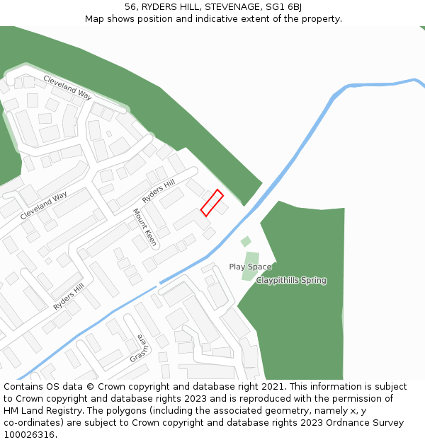 56, RYDERS HILL, STEVENAGE, SG1 6BJ: Location map and indicative extent of plot