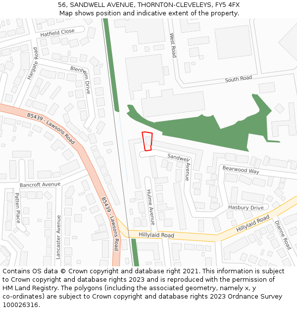 56, SANDWELL AVENUE, THORNTON-CLEVELEYS, FY5 4FX: Location map and indicative extent of plot