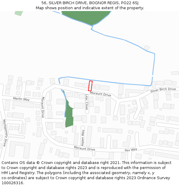 56, SILVER BIRCH DRIVE, BOGNOR REGIS, PO22 6SJ: Location map and indicative extent of plot