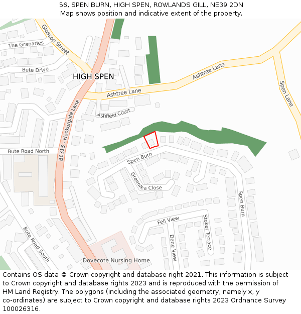 56, SPEN BURN, HIGH SPEN, ROWLANDS GILL, NE39 2DN: Location map and indicative extent of plot