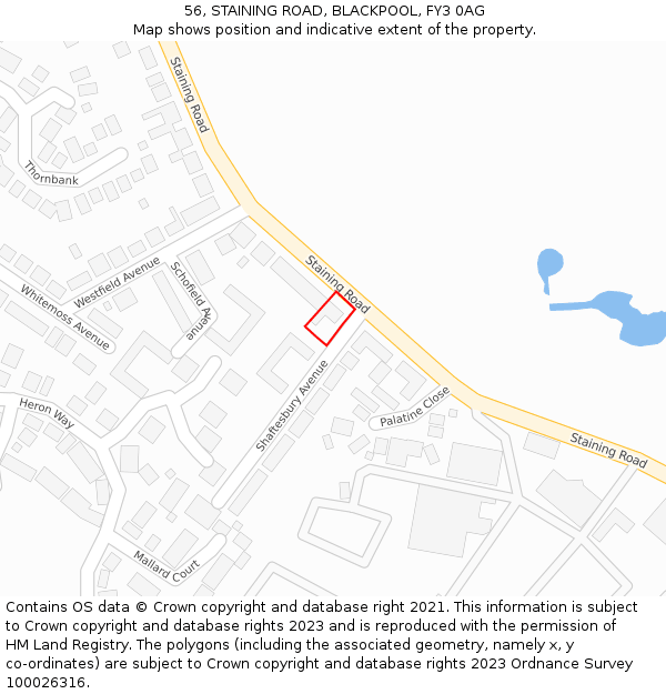 56, STAINING ROAD, BLACKPOOL, FY3 0AG: Location map and indicative extent of plot