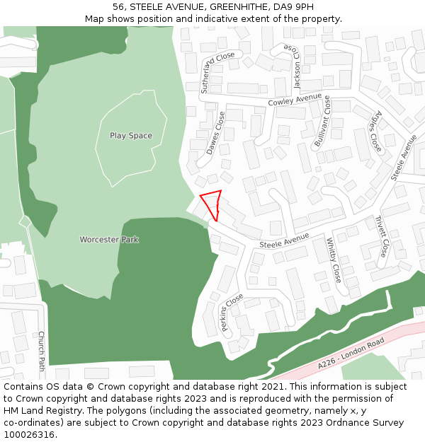 56, STEELE AVENUE, GREENHITHE, DA9 9PH: Location map and indicative extent of plot