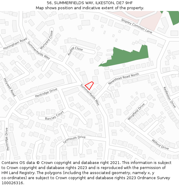 56, SUMMERFIELDS WAY, ILKESTON, DE7 9HF: Location map and indicative extent of plot