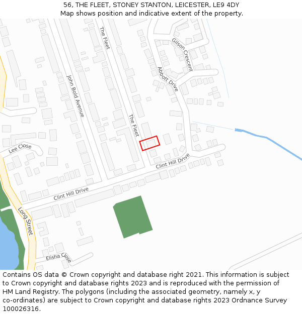 56, THE FLEET, STONEY STANTON, LEICESTER, LE9 4DY: Location map and indicative extent of plot