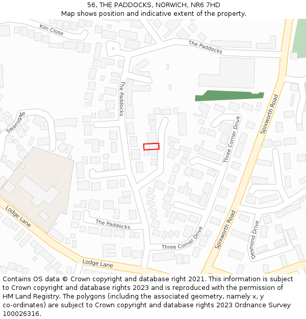 56, THE PADDOCKS, NORWICH, NR6 7HD: Location map and indicative extent of plot