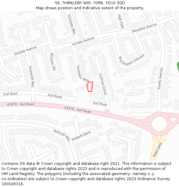 56, THIRKLEBY WAY, YORK, YO10 3QD: Location map and indicative extent of plot