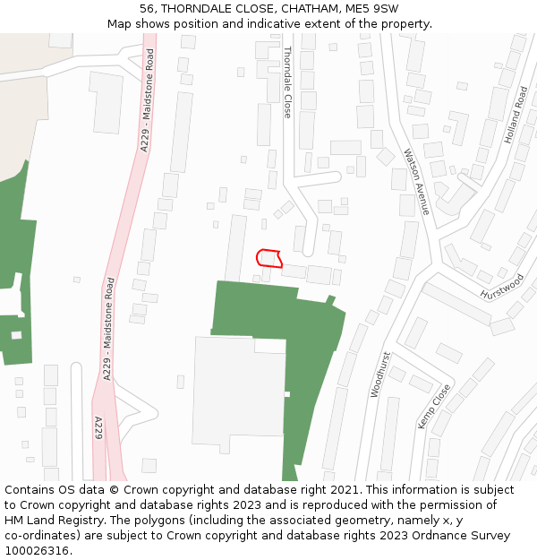 56, THORNDALE CLOSE, CHATHAM, ME5 9SW: Location map and indicative extent of plot