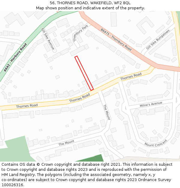 56, THORNES ROAD, WAKEFIELD, WF2 8QL: Location map and indicative extent of plot