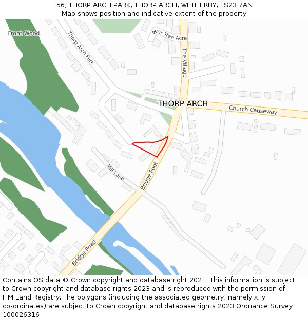 56, THORP ARCH PARK, THORP ARCH, WETHERBY, LS23 7AN: Location map and indicative extent of plot