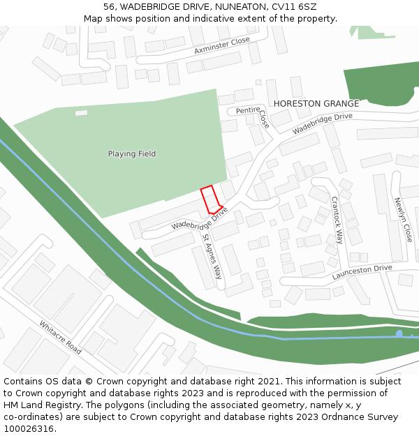 56, WADEBRIDGE DRIVE, NUNEATON, CV11 6SZ: Location map and indicative extent of plot