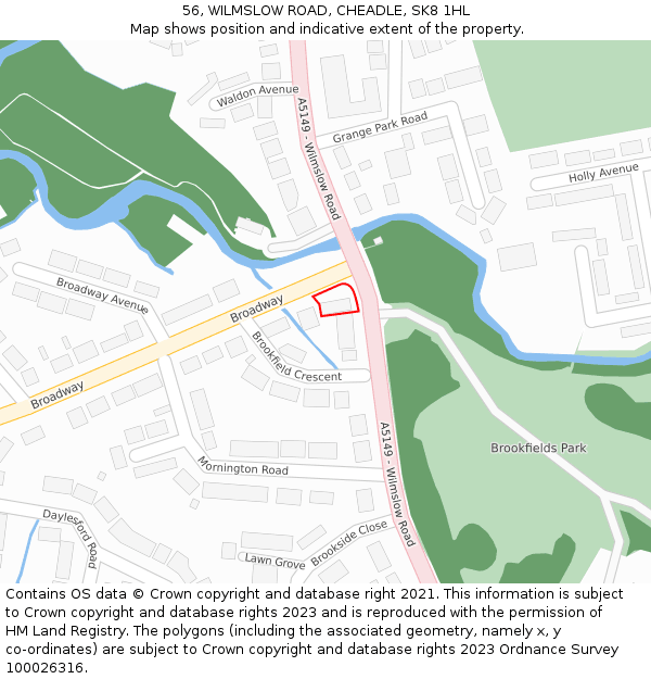 56, WILMSLOW ROAD, CHEADLE, SK8 1HL: Location map and indicative extent of plot