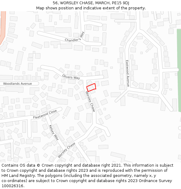 56, WORSLEY CHASE, MARCH, PE15 9DJ: Location map and indicative extent of plot