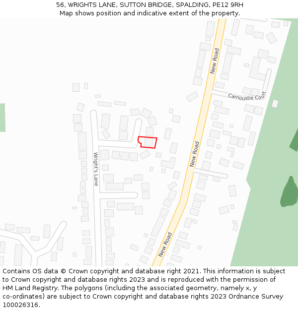 56, WRIGHTS LANE, SUTTON BRIDGE, SPALDING, PE12 9RH: Location map and indicative extent of plot