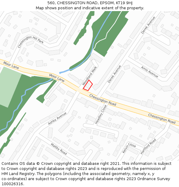 560, CHESSINGTON ROAD, EPSOM, KT19 9HJ: Location map and indicative extent of plot