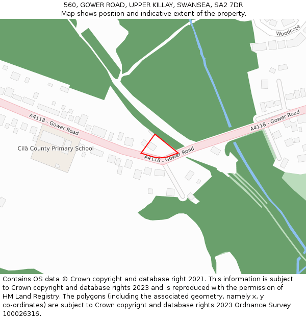 560, GOWER ROAD, UPPER KILLAY, SWANSEA, SA2 7DR: Location map and indicative extent of plot