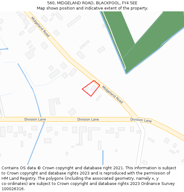 560, MIDGELAND ROAD, BLACKPOOL, FY4 5EE: Location map and indicative extent of plot