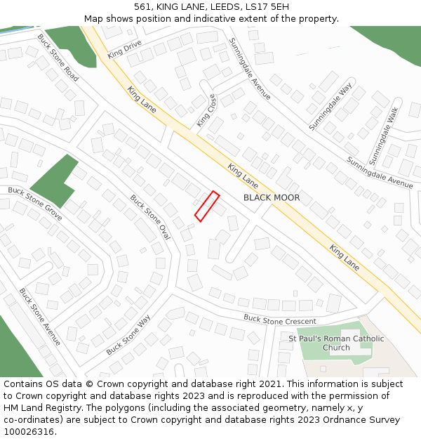 561, KING LANE, LEEDS, LS17 5EH: Location map and indicative extent of plot