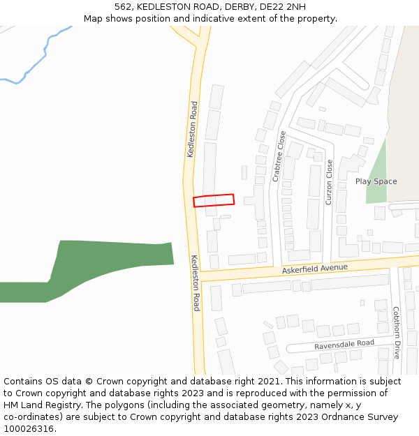 562, KEDLESTON ROAD, DERBY, DE22 2NH: Location map and indicative extent of plot