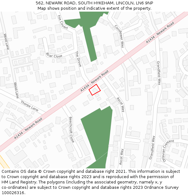 562, NEWARK ROAD, SOUTH HYKEHAM, LINCOLN, LN6 9NP: Location map and indicative extent of plot