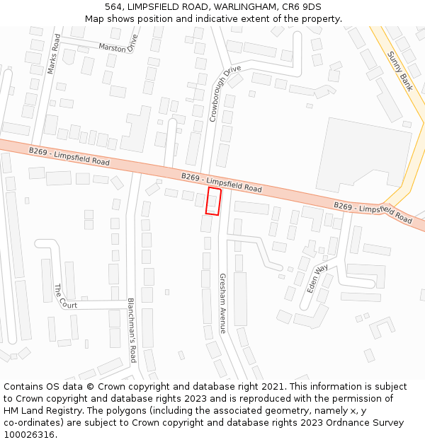 564, LIMPSFIELD ROAD, WARLINGHAM, CR6 9DS: Location map and indicative extent of plot