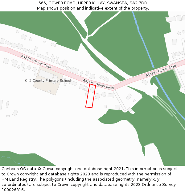 565, GOWER ROAD, UPPER KILLAY, SWANSEA, SA2 7DR: Location map and indicative extent of plot