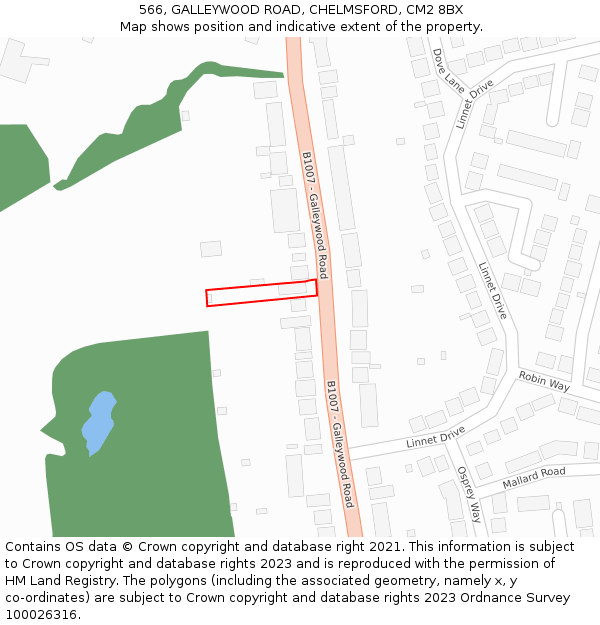 566, GALLEYWOOD ROAD, CHELMSFORD, CM2 8BX: Location map and indicative extent of plot