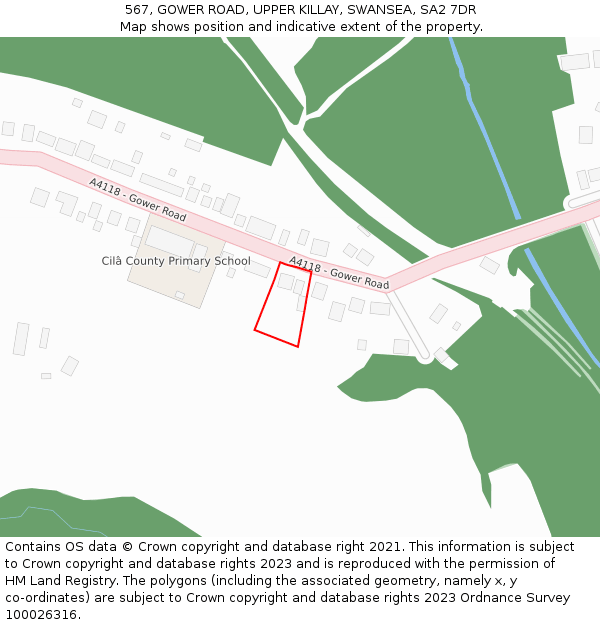 567, GOWER ROAD, UPPER KILLAY, SWANSEA, SA2 7DR: Location map and indicative extent of plot