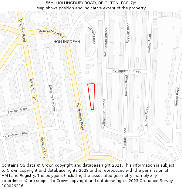 56A, HOLLINGBURY ROAD, BRIGHTON, BN1 7JA: Location map and indicative extent of plot