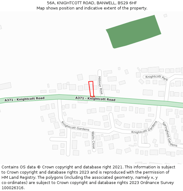 56A, KNIGHTCOTT ROAD, BANWELL, BS29 6HF: Location map and indicative extent of plot