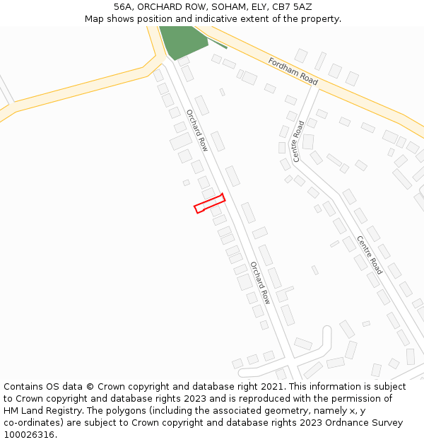 56A, ORCHARD ROW, SOHAM, ELY, CB7 5AZ: Location map and indicative extent of plot