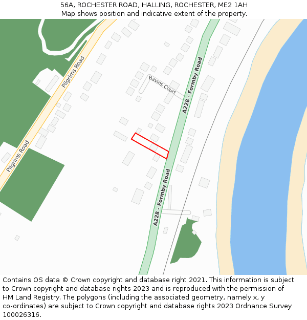 56A, ROCHESTER ROAD, HALLING, ROCHESTER, ME2 1AH: Location map and indicative extent of plot